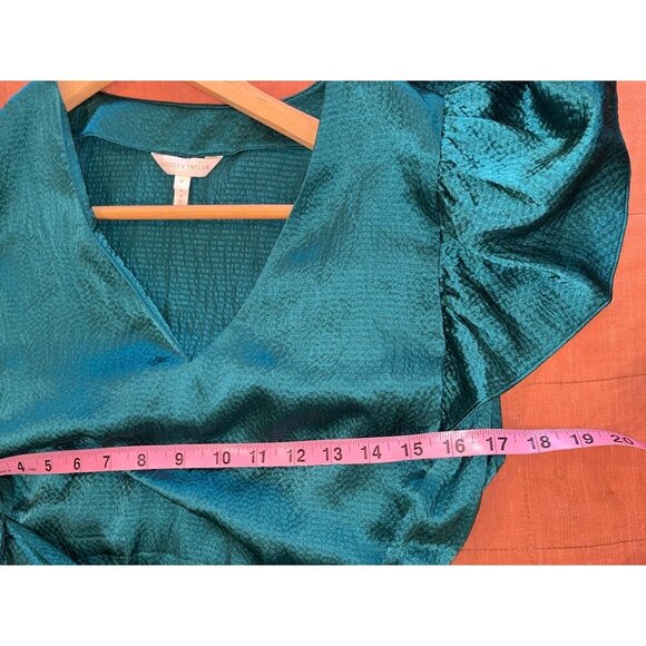 Rebecca Taylor Flutter Teal Silk V-Neck Women Mini Dress Size 8 - Picture 5 of 8